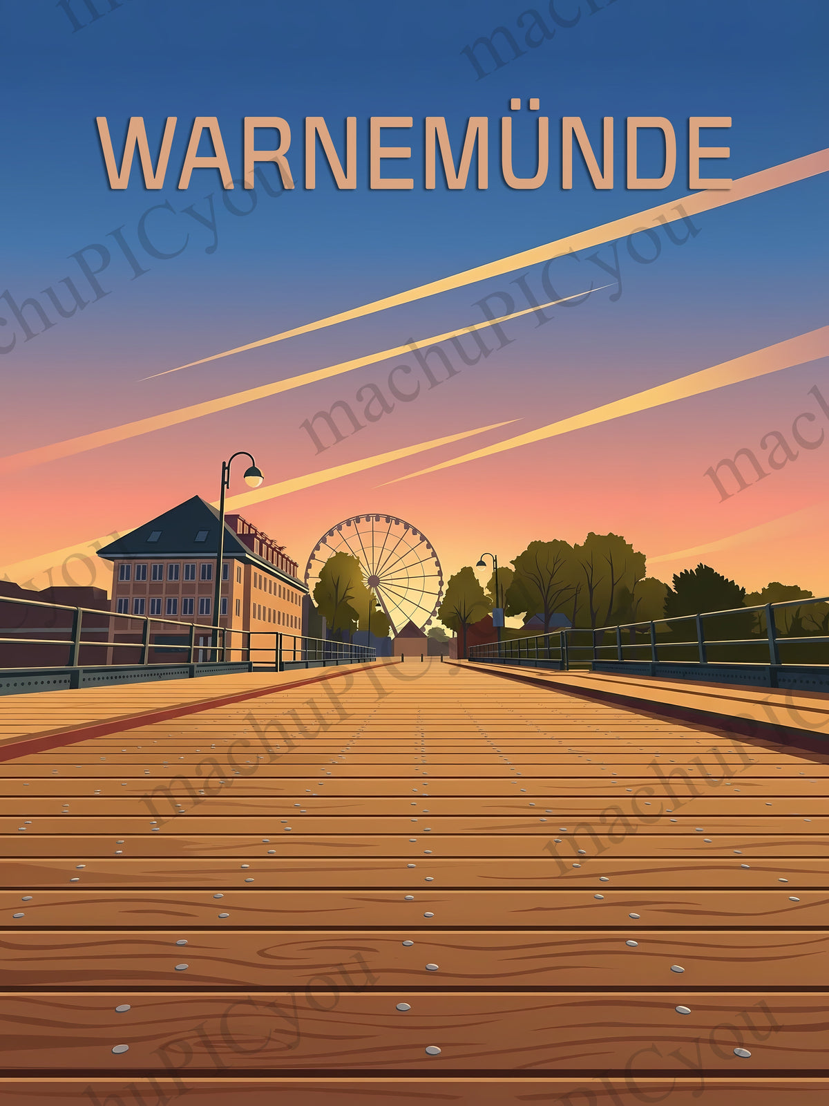 Warnemünde — Brücke ins Abendlicht