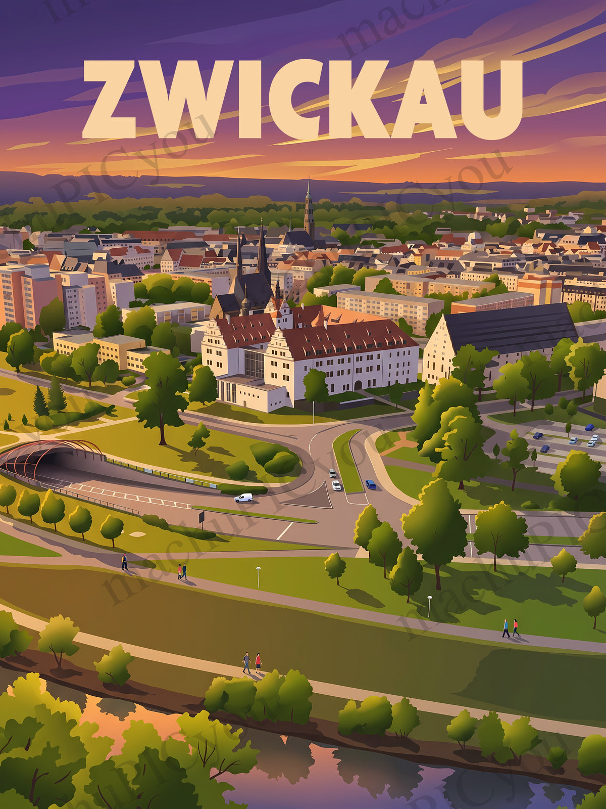 Abend über Zwickau