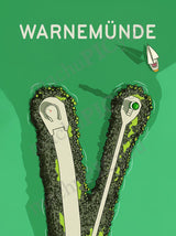 Warnemünde — Geheimer Hafen — Illustriertes Reiseposter aus echtem Foto | machuPICyou