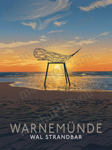 Warnemünde — Sonnenwächter der Küste — Illustriertes Reiseposter aus echtem Foto | machuPICyou