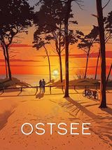 Ostsee — Abendgold der Küste — Illustriertes Reiseposter aus echtem Foto | machuPICyou