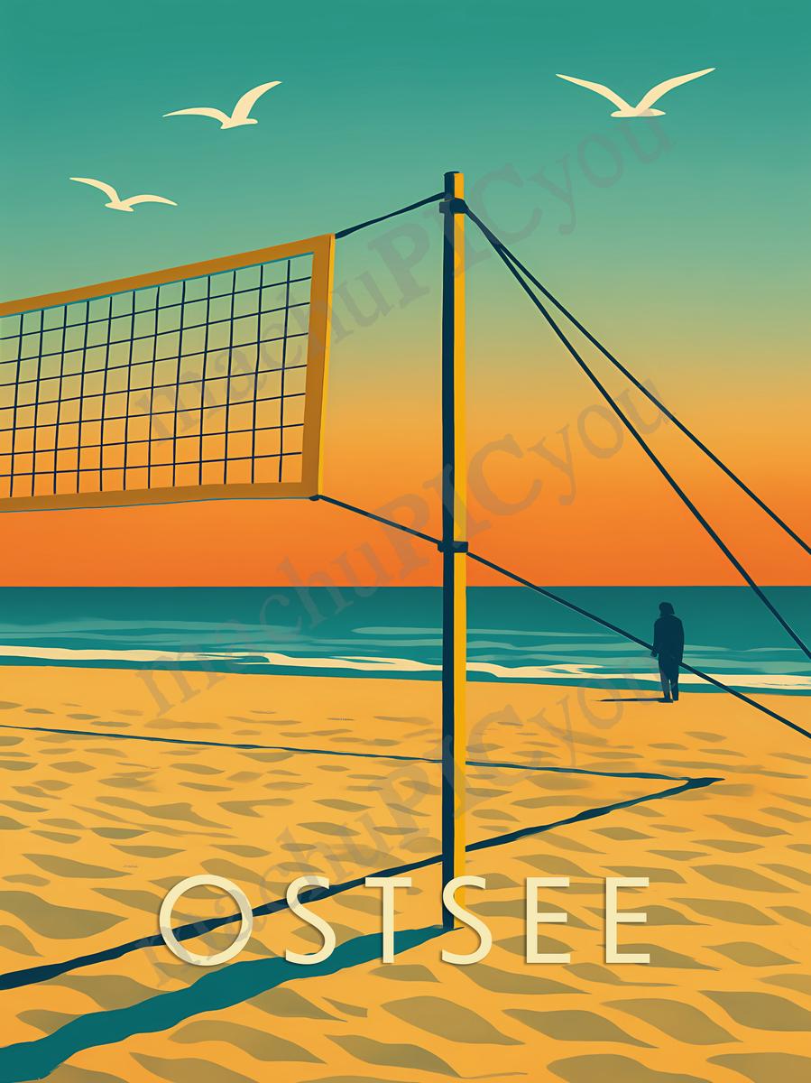 Ostsee — Zwischen Netz und Horizont — Illustriertes Reiseposter aus echtem Foto | machuPICyou