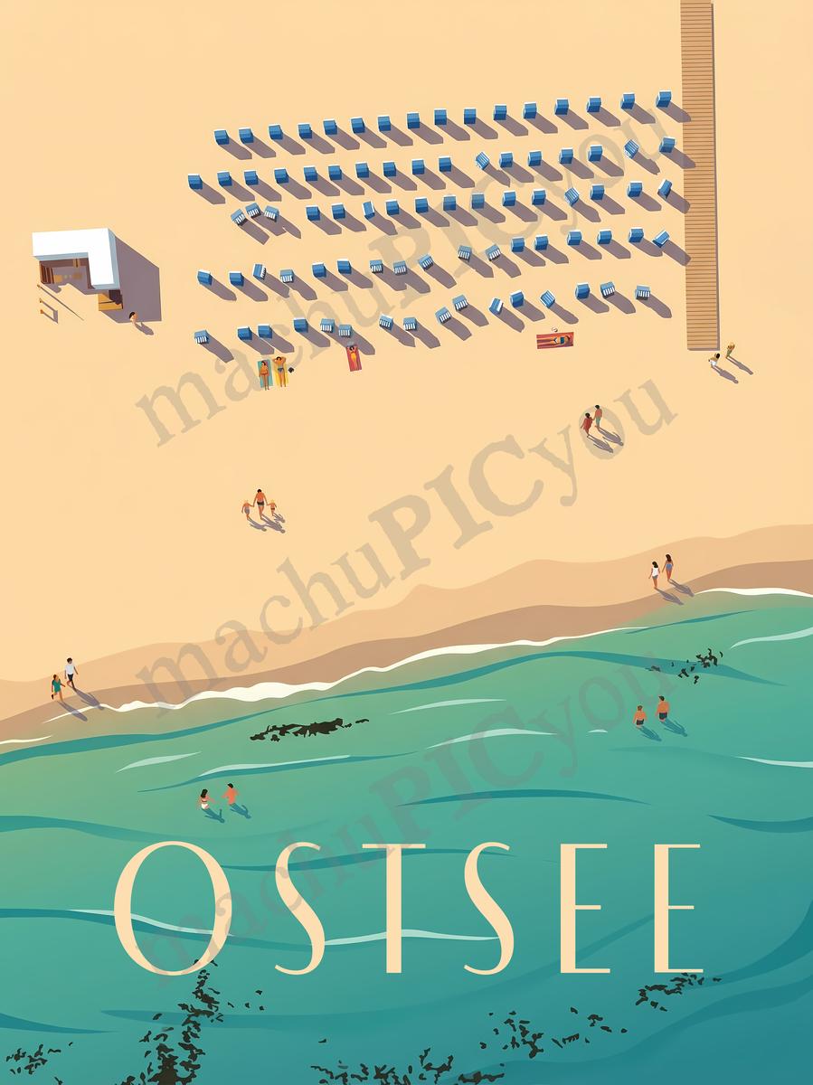 Ostsee — Strandmuster der Ruhe — Illustriertes Reiseposter aus echtem Foto | machuPICyou