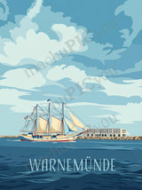 Warnemünde — Heimkehr der Segel — Illustriertes Reiseposter aus echtem Foto | machuPICyou