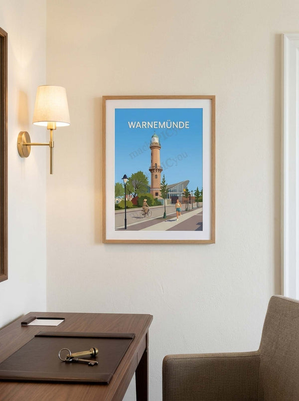 Warnemünde — Küstenmorgen — Wandansicht im Wohnambiente | machuPICyou
