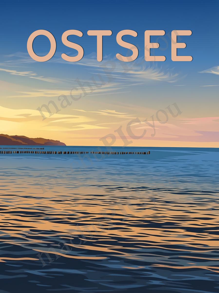 Ostsee — Stille des Horizonts — Illustriertes Reiseposter aus echtem Foto | machuPICyou