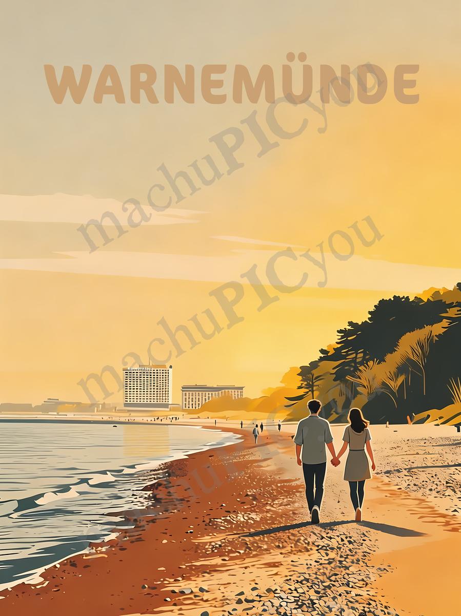 Ostsee — Goldener Küstenweg — Illustriertes Reiseposter aus echtem Foto | machuPICyou
