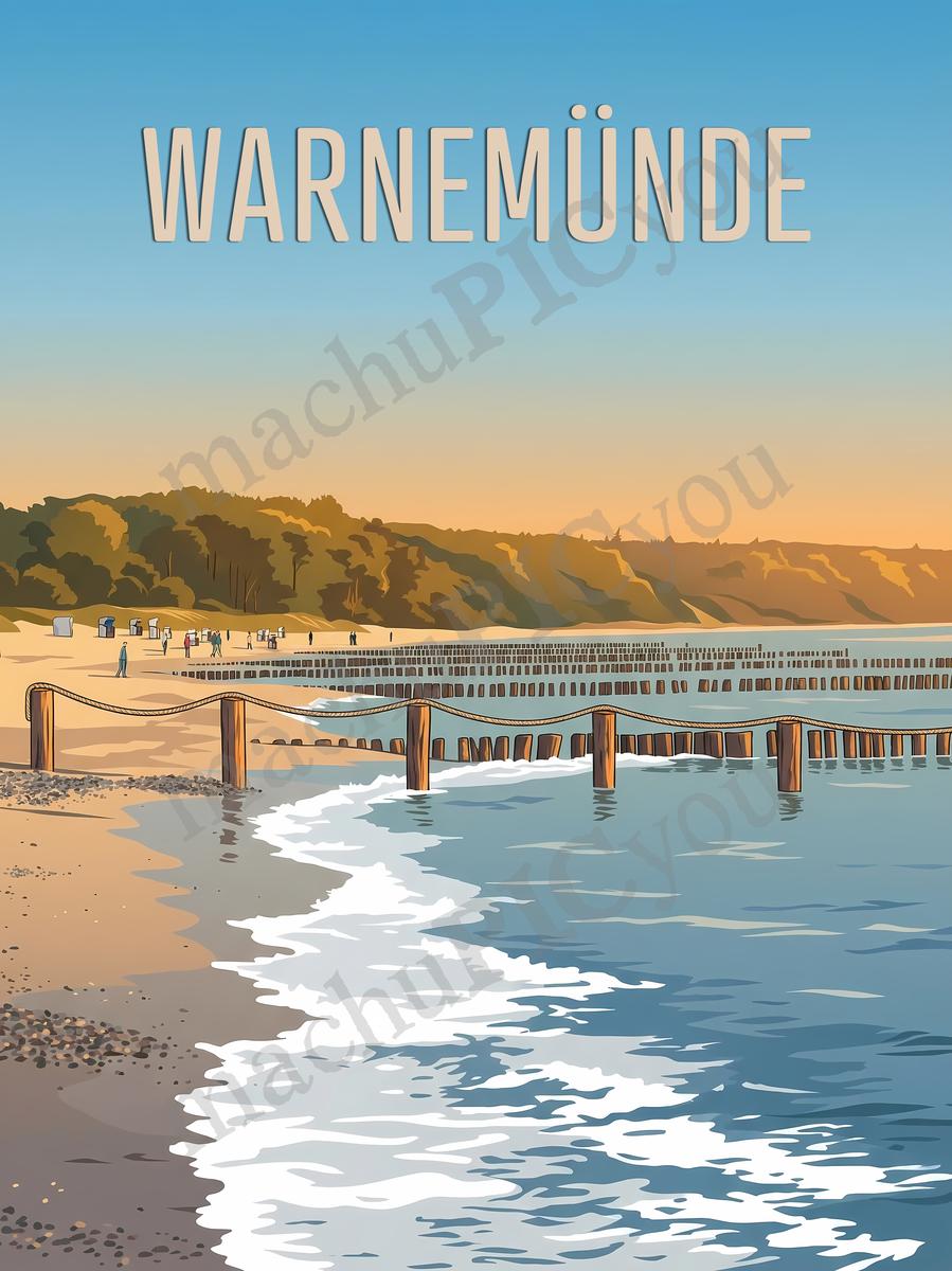 Ostsee — Zwischen Land und Meer — Illustriertes Reiseposter aus echtem Foto | machuPICyou