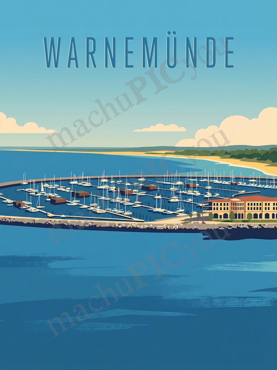 Ostsee — Bucht der Segel — Illustriertes Reiseposter aus echtem Foto | machuPICyou