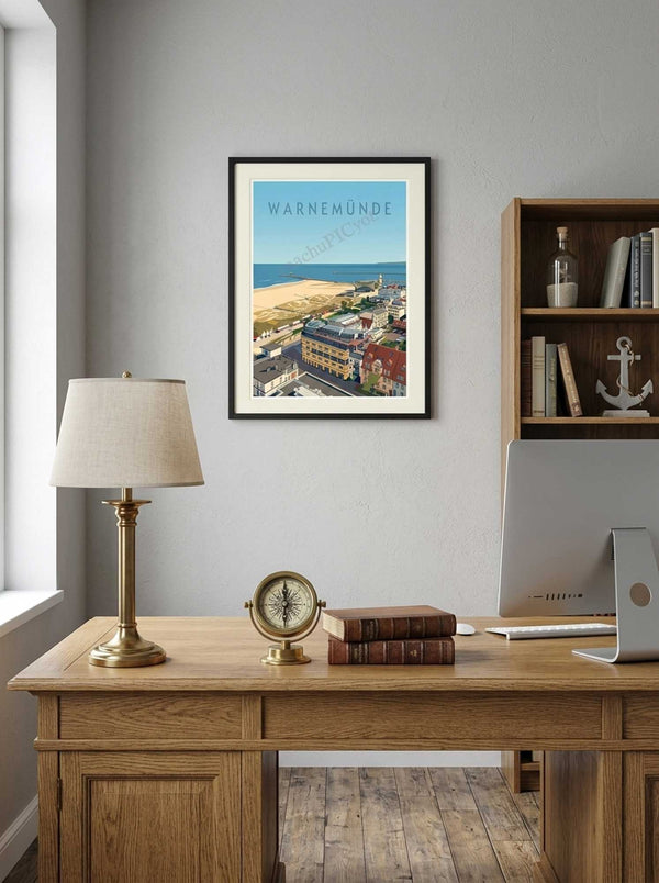 Warnemünde — Stadt am Strand — Wandansicht im Wohnambiente | machuPICyou