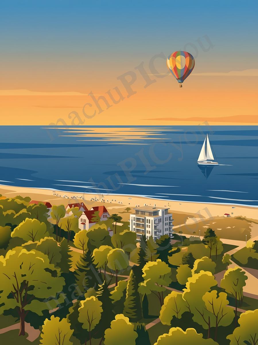 Ostsee — Schweben über Küste — Illustriertes Reiseposter aus echtem Foto | machuPICyou
