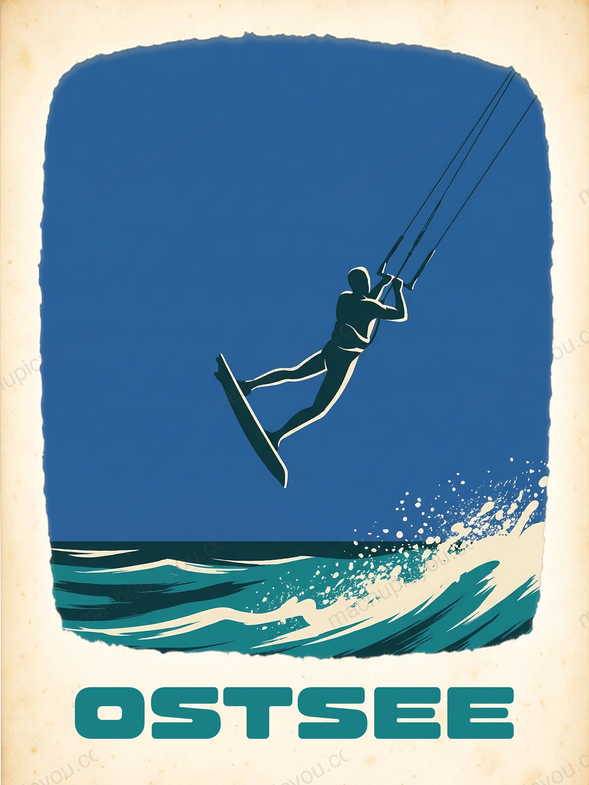 Ostsee — Sprung ins Blau — Illustriertes Reiseposter aus echtem Foto | machuPICyou