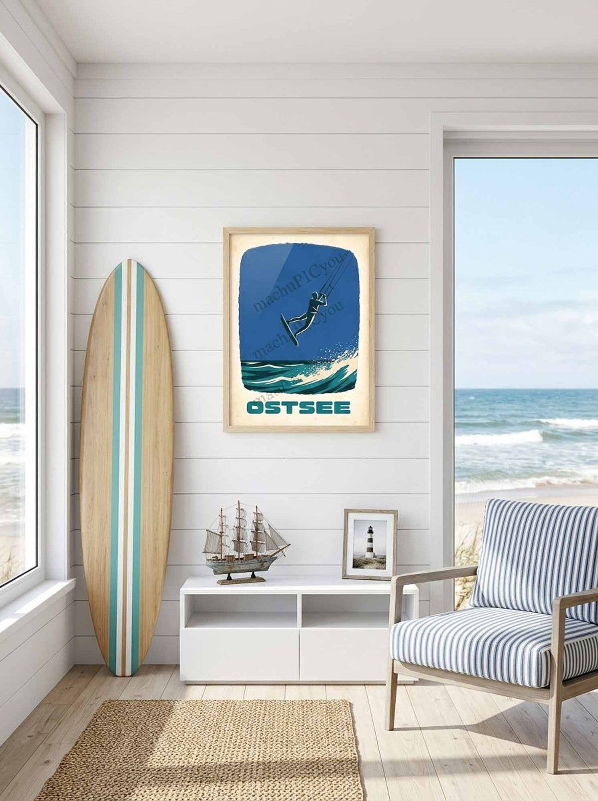 Ostsee — Sprung ins Blau — Wandansicht im Wohnambiente | machuPICyou
