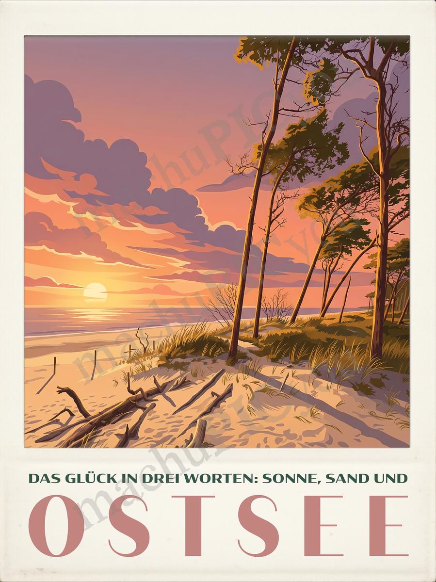 Ostsee — Küstenstille im Licht — Illustriertes Reiseposter aus echtem Foto | machuPICyou