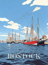 Rostock — Hafen der Segel — Illustriertes Reiseposter aus echtem Foto | machuPICyou