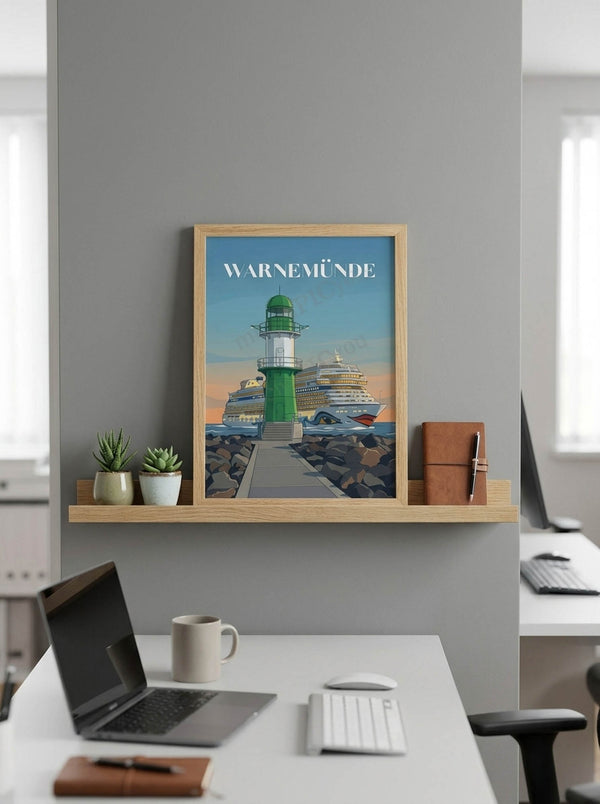 Warnemünde — Tor zur Ostsee — Wandansicht im Wohnambiente | machuPICyou