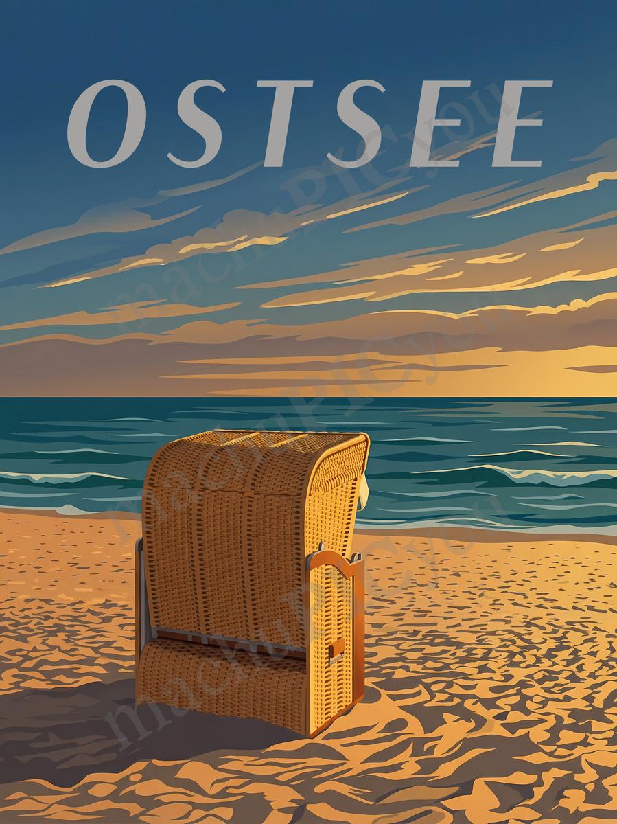 Ostsee — Stille der Ostsee — Illustriertes Reiseposter aus echtem Foto | machuPICyou