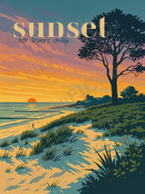 Ostsee — sunset for lovers — Illustriertes Reiseposter aus echtem Foto | machuPICyou