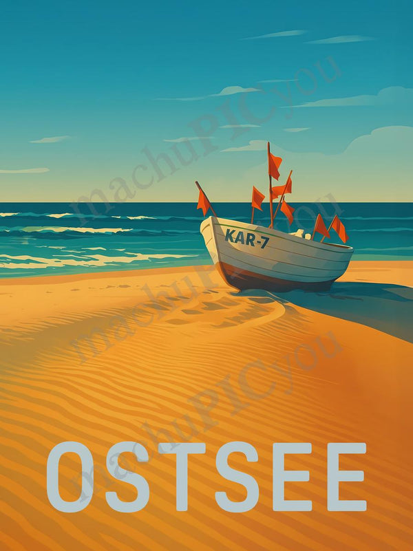 Ostsee — Wind und Holz — Illustriertes Reiseposter aus echtem Foto | machuPICyou