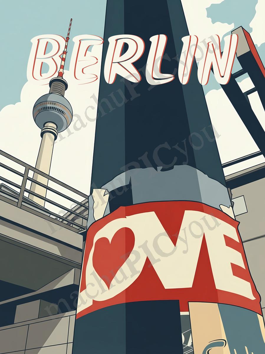Berlin — Berlin Love — Illustriertes Reiseposter aus echtem Foto | machuPICyou