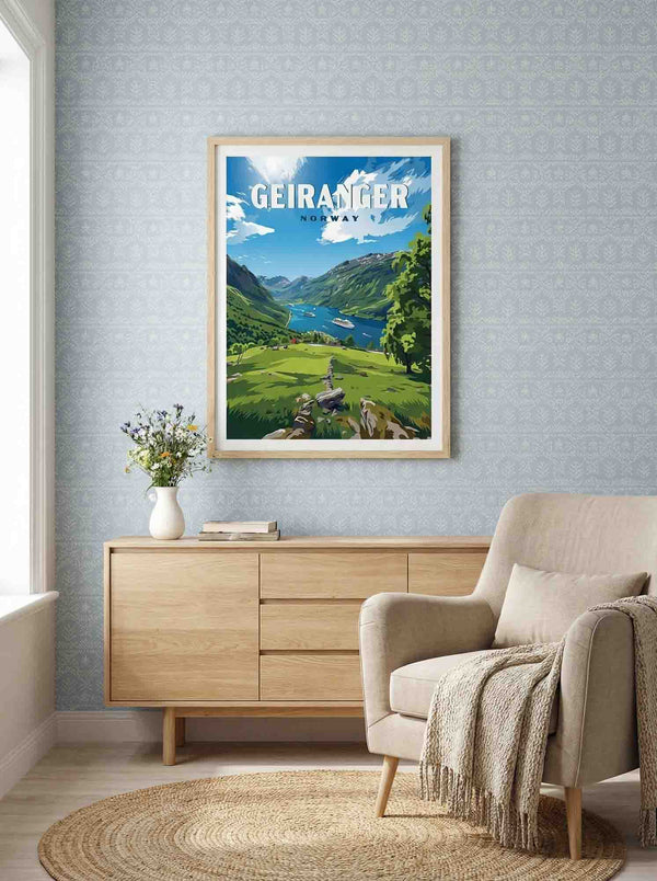 Norwegen — Geirangerfjord — Wandansicht im Wohnambiente | machuPICyou