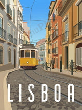 Lissabon — Lissabon Tram — Illustriertes Reiseposter aus echtem Foto | machuPICyou