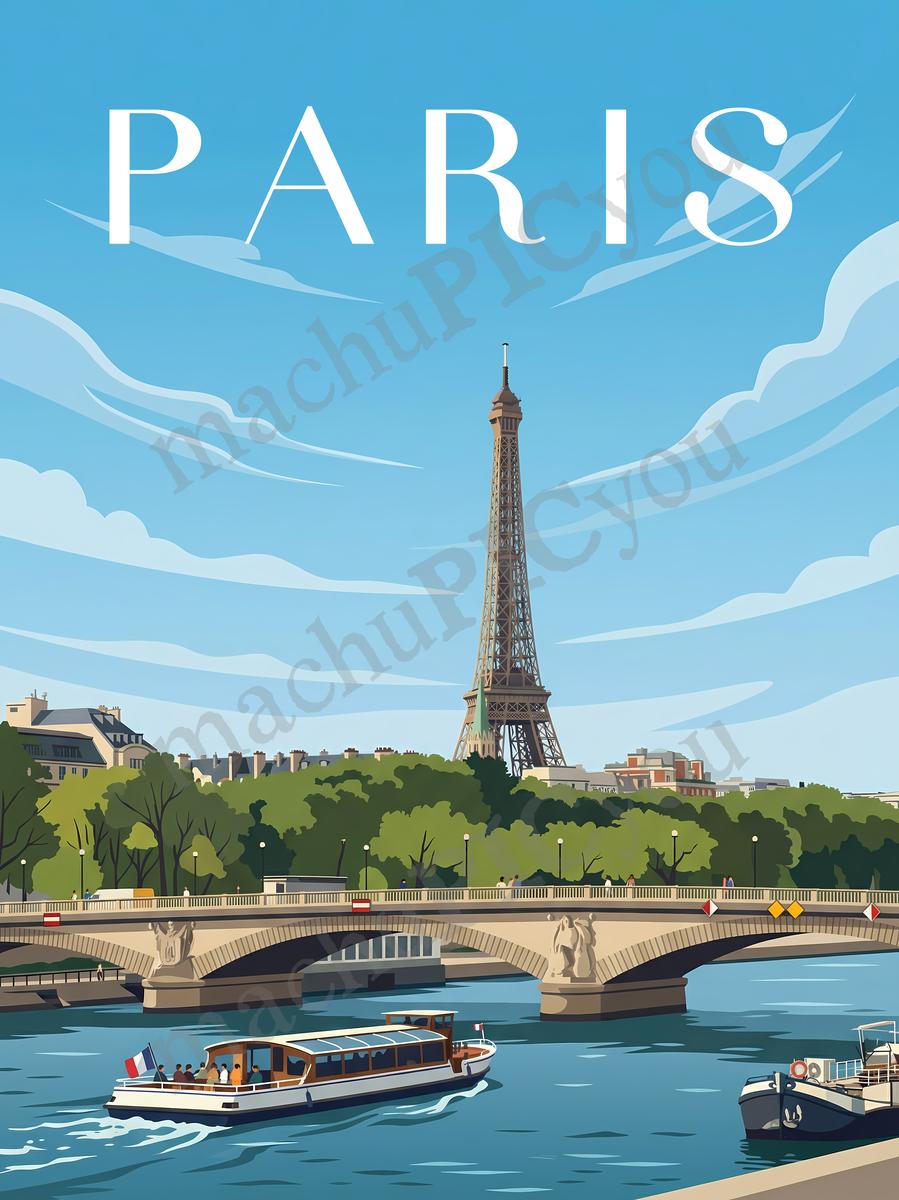 Paris — Paris Eifelturm — Illustriertes Reiseposter aus echtem Foto | machuPICyou