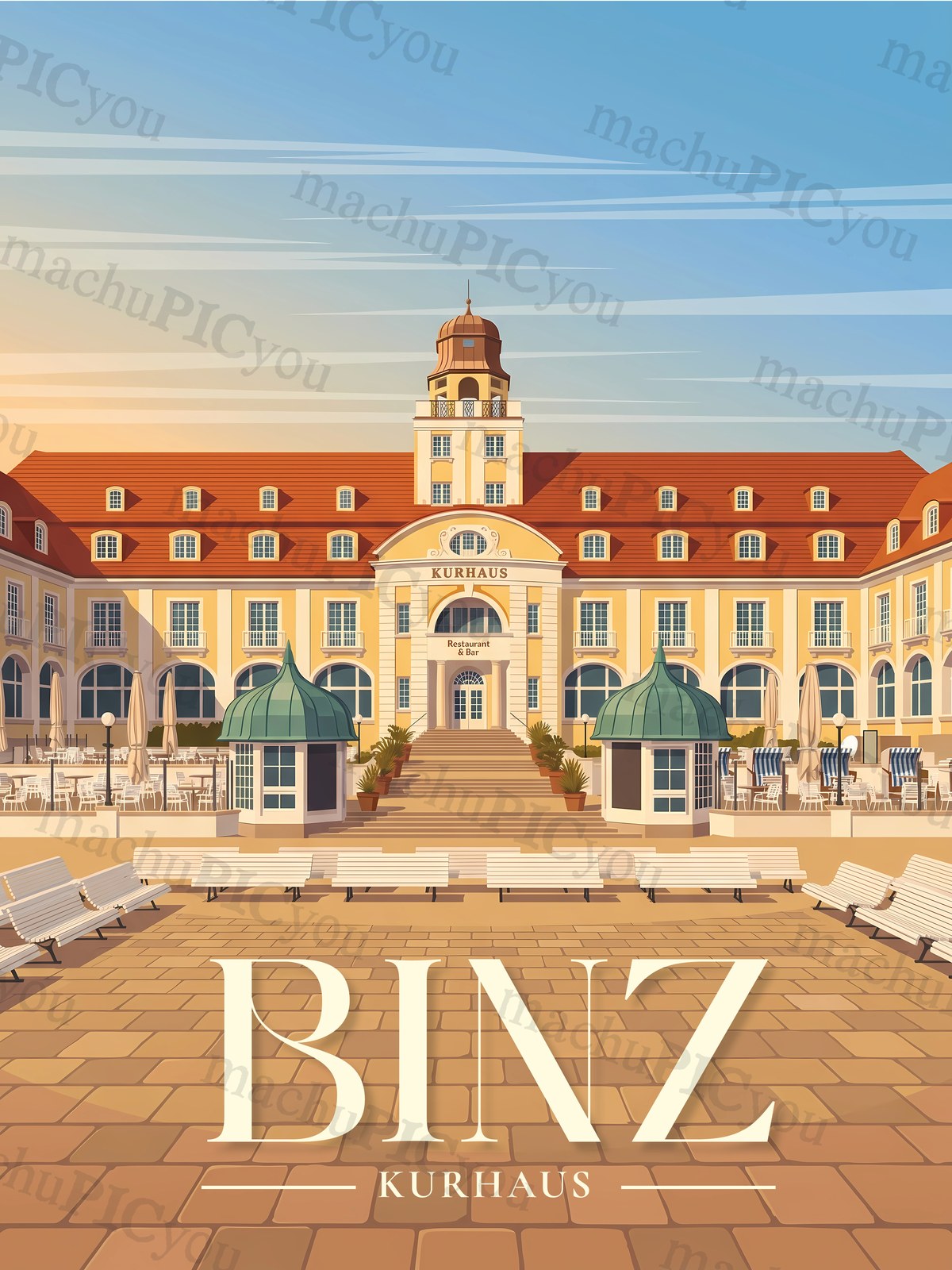 Kurhaus im Abendlicht machuPICyou Poster