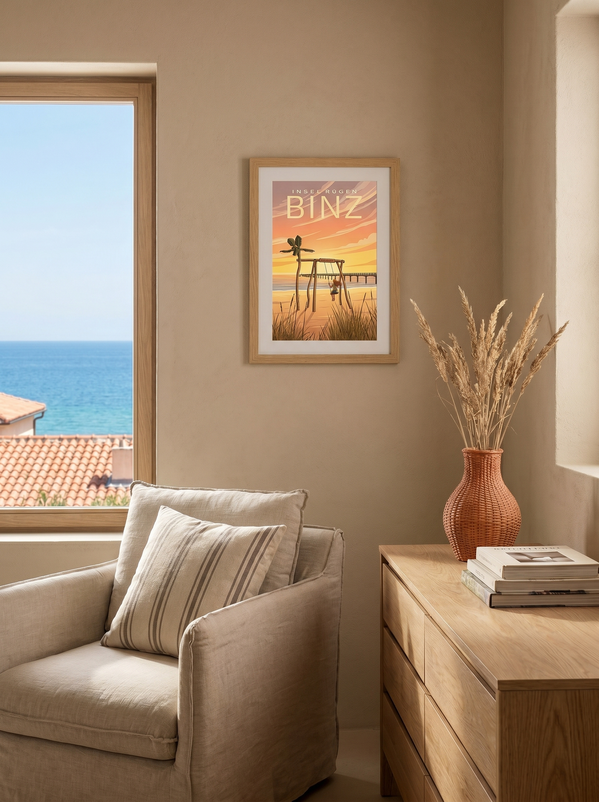 Binz — Abend in Binz — Wandansicht im Wohnambiente | machuPICyou