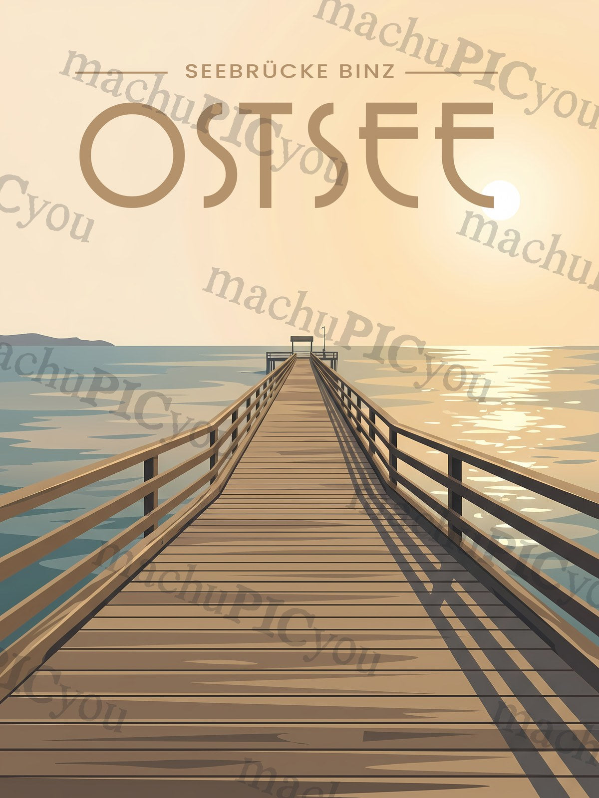 Abendlicher Blick auf die Binzer Seebrücke