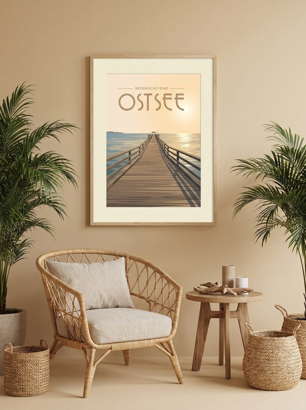 Binzer Seebrücke am Morgen an der Wand — Vorschau