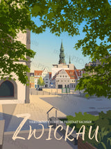 Hauptmarkt Zwickau mit Blick auf Dom machuPICyou Poster