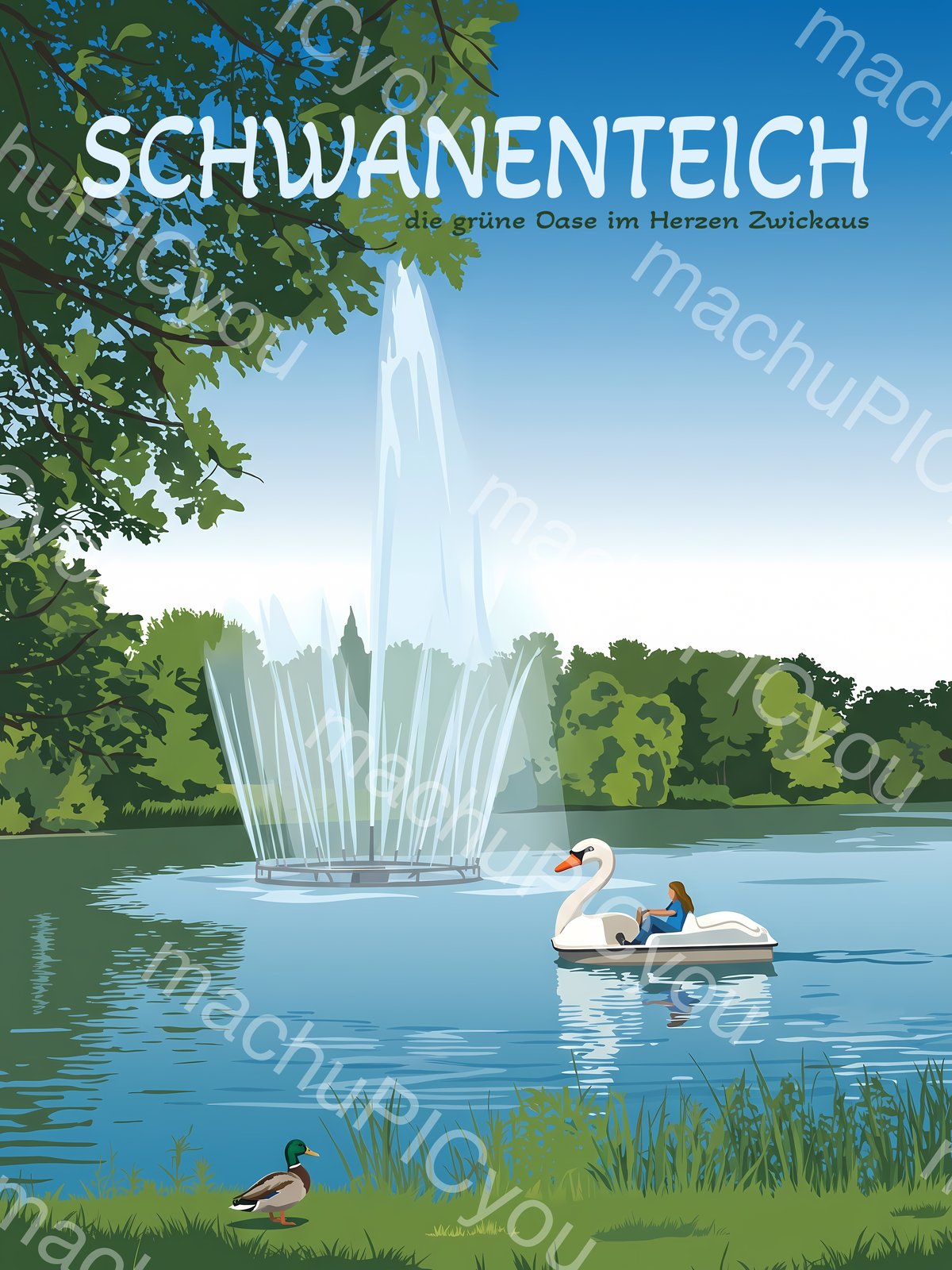 Sommer am Schwanenteich – Poster Motiv