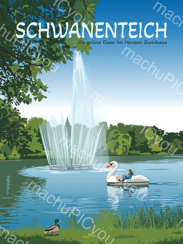 Sommer am Schwanenteich – Poster Motiv