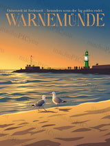 Warnemünde — Möwen im Abendgold - machuPICyou Poster