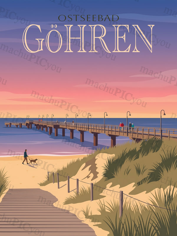 Göhren — Seebrücke Göhren am Abend - machuPICyou Poster