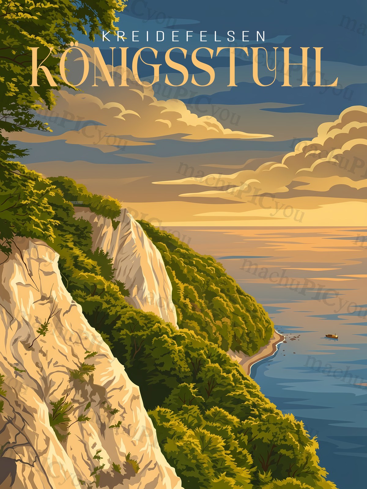 Rügen — Königsstuhl am Abend - machuPICyou Poster
