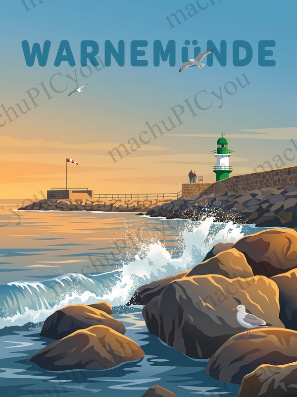 Warnemünde Leuchtturm Möwen