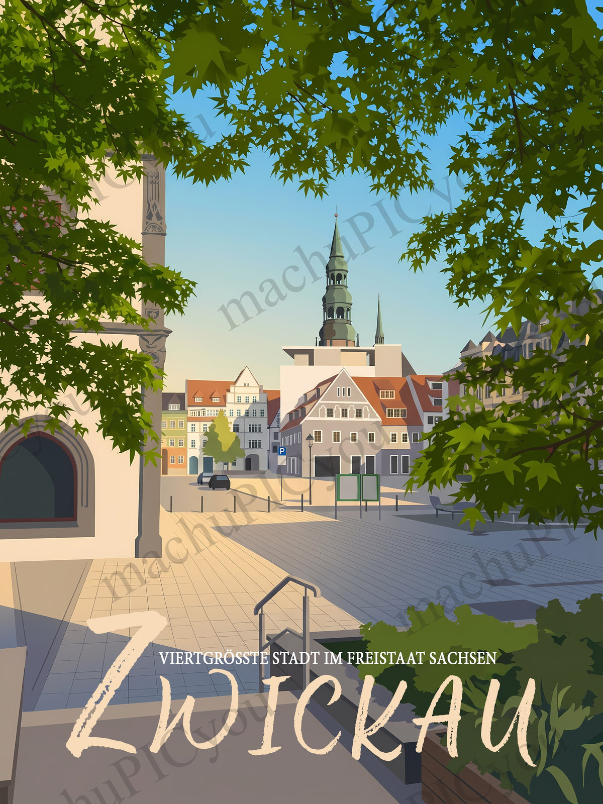 Hauptmarkt Zwickau mit Blick auf Dom