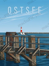 Warnemünde — Möwen am Steg