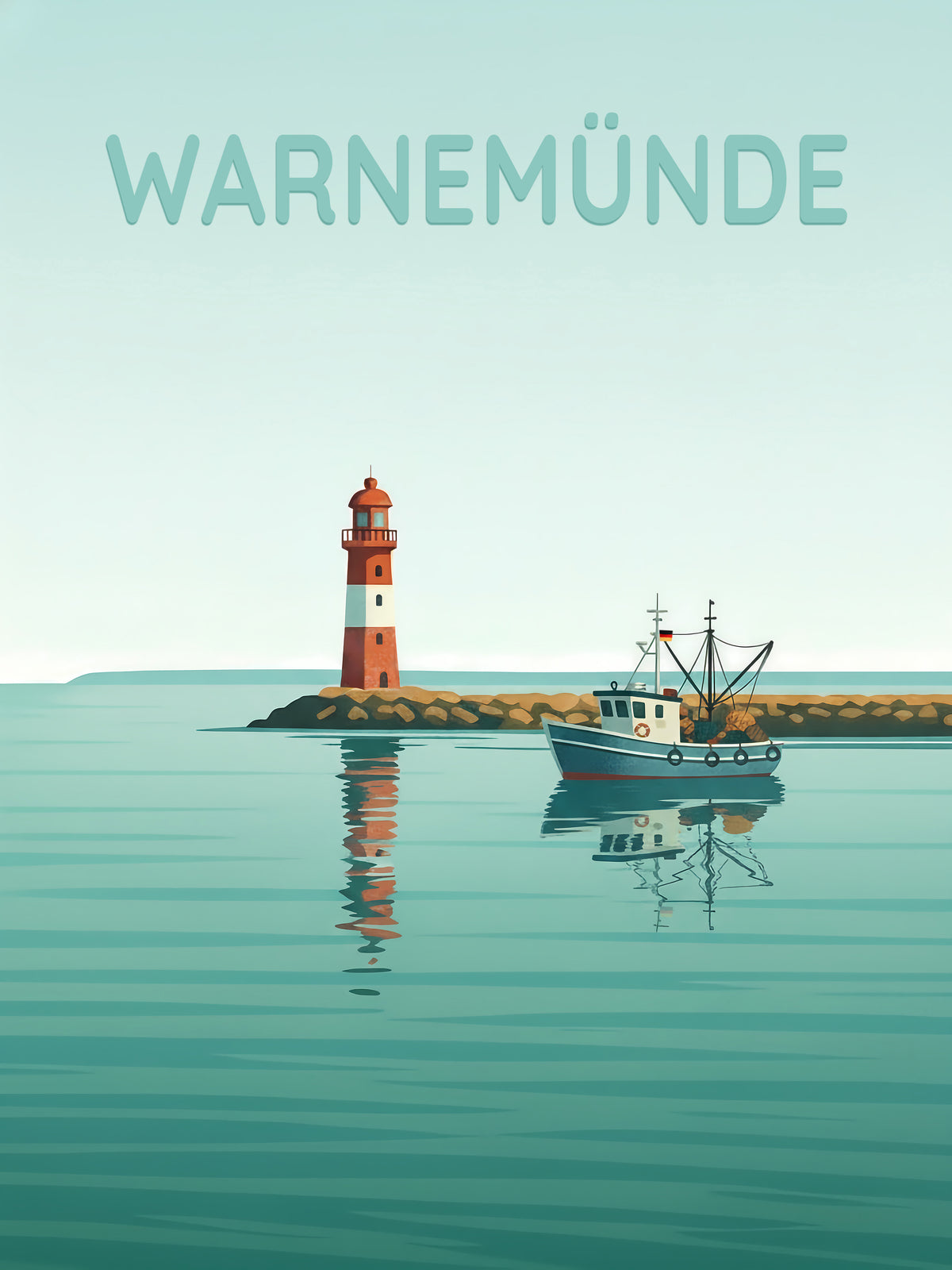 Warnemünde — Fischer auf stiller See