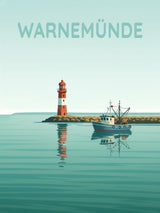 Warnemünde — Fischer auf stiller See