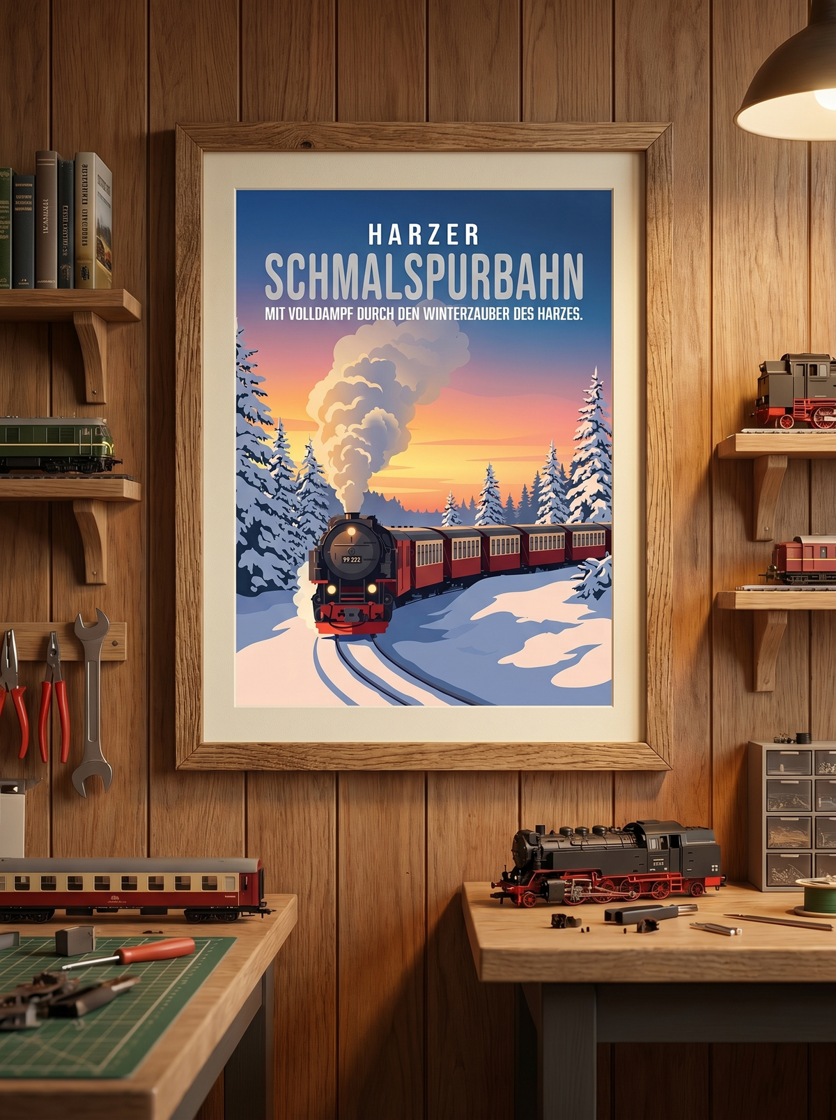 Harz — Winterdampf im – Wandvorschau