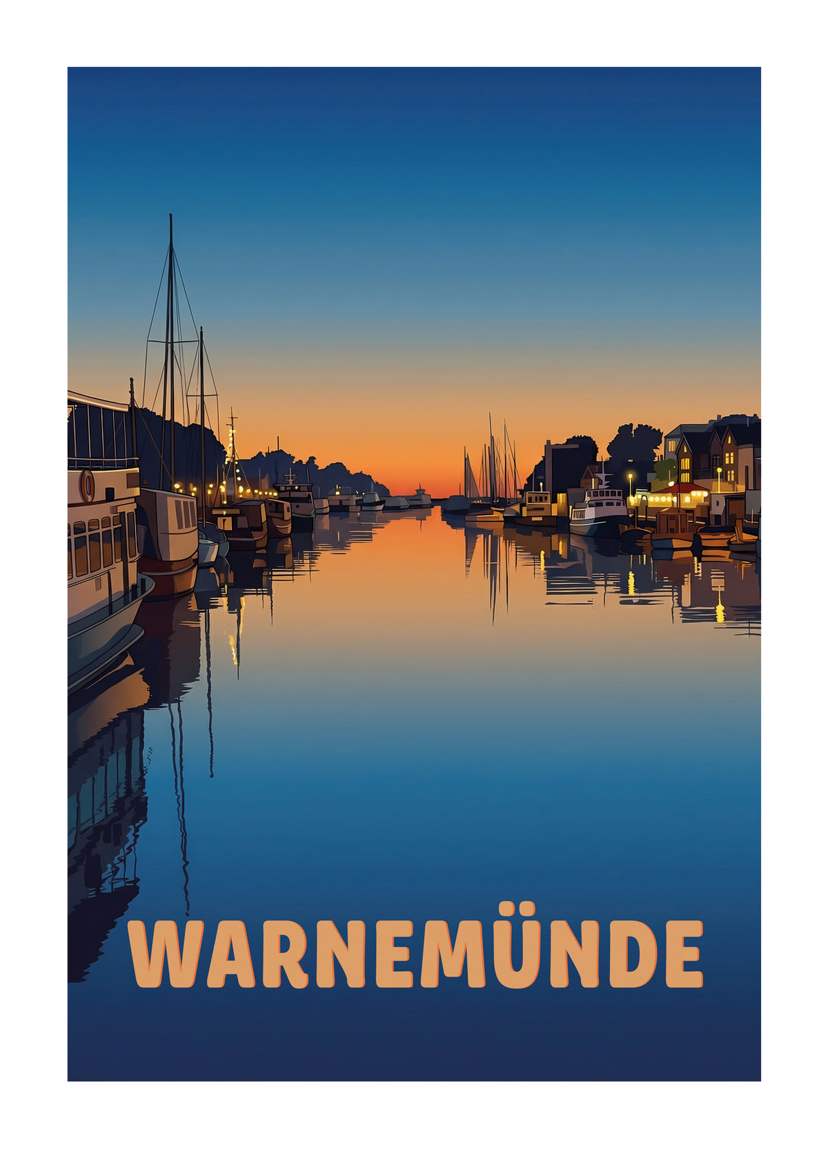 Warnemünde — Hafen in der Abendruhe (Karte)