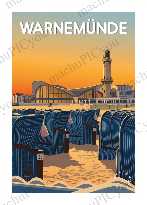 Abend über Warnemünde (Karte)