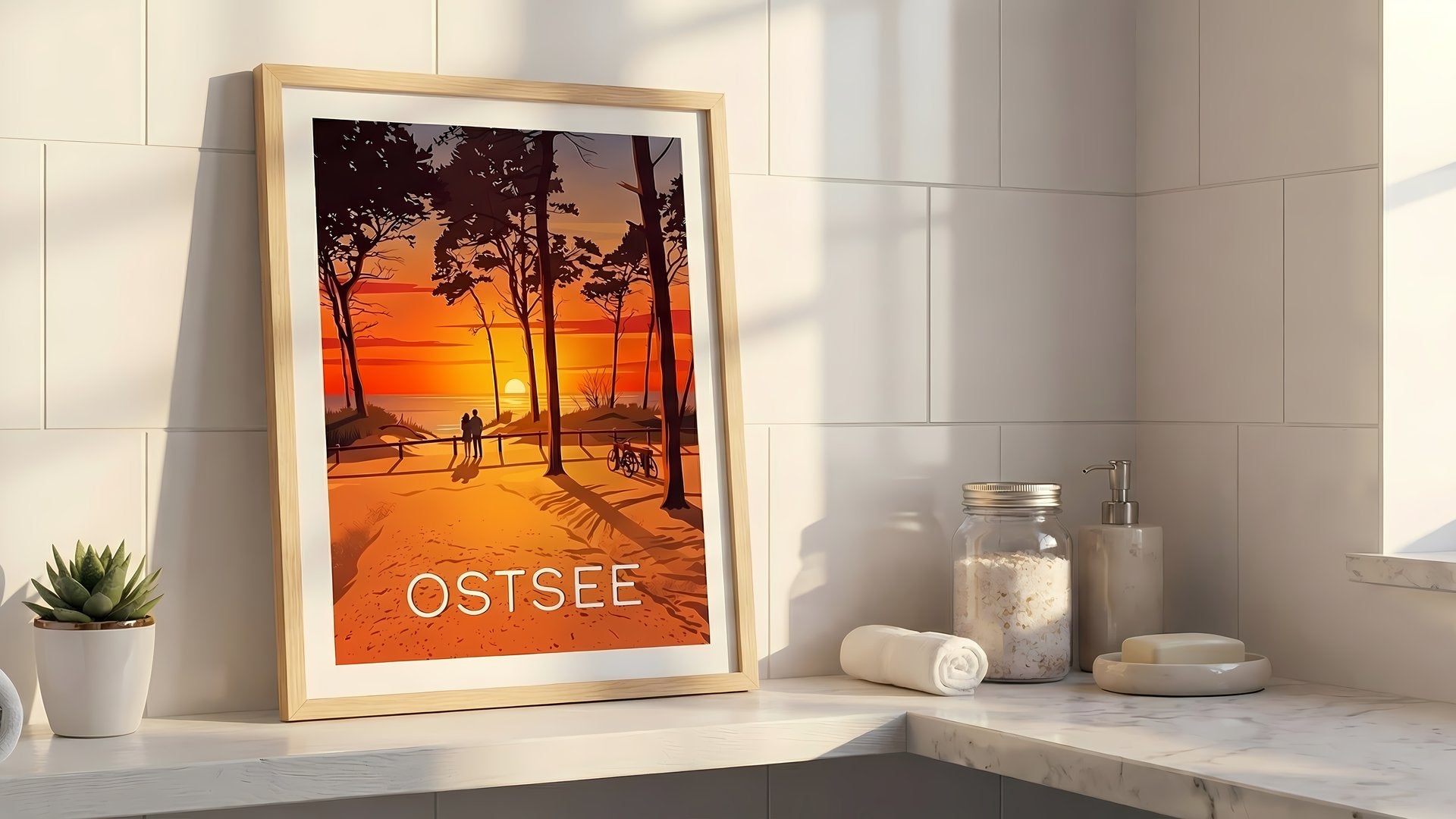 Ostsee Sonnenuntergang Poster im Badezimmer